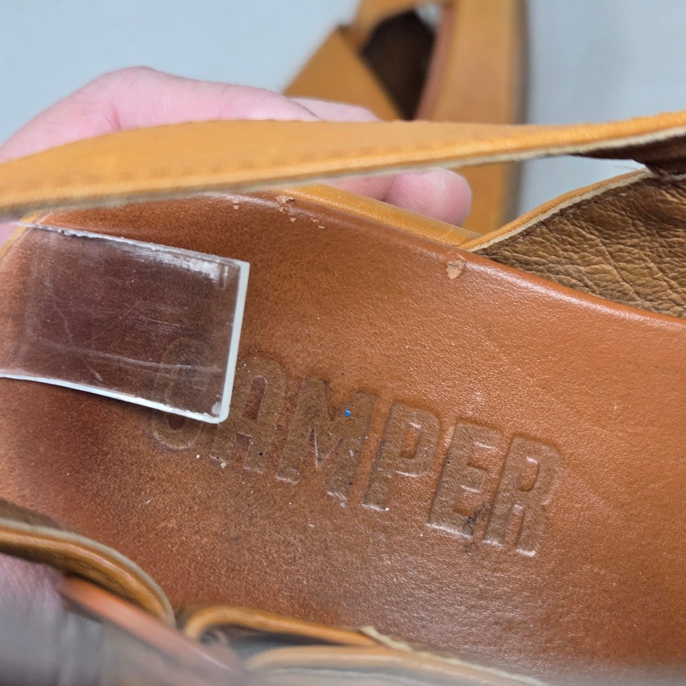 Camper Misia Tan Leather Cross Strap Platform Wedge Sandals K200985-004 Size 36 - Picture 9 of 12